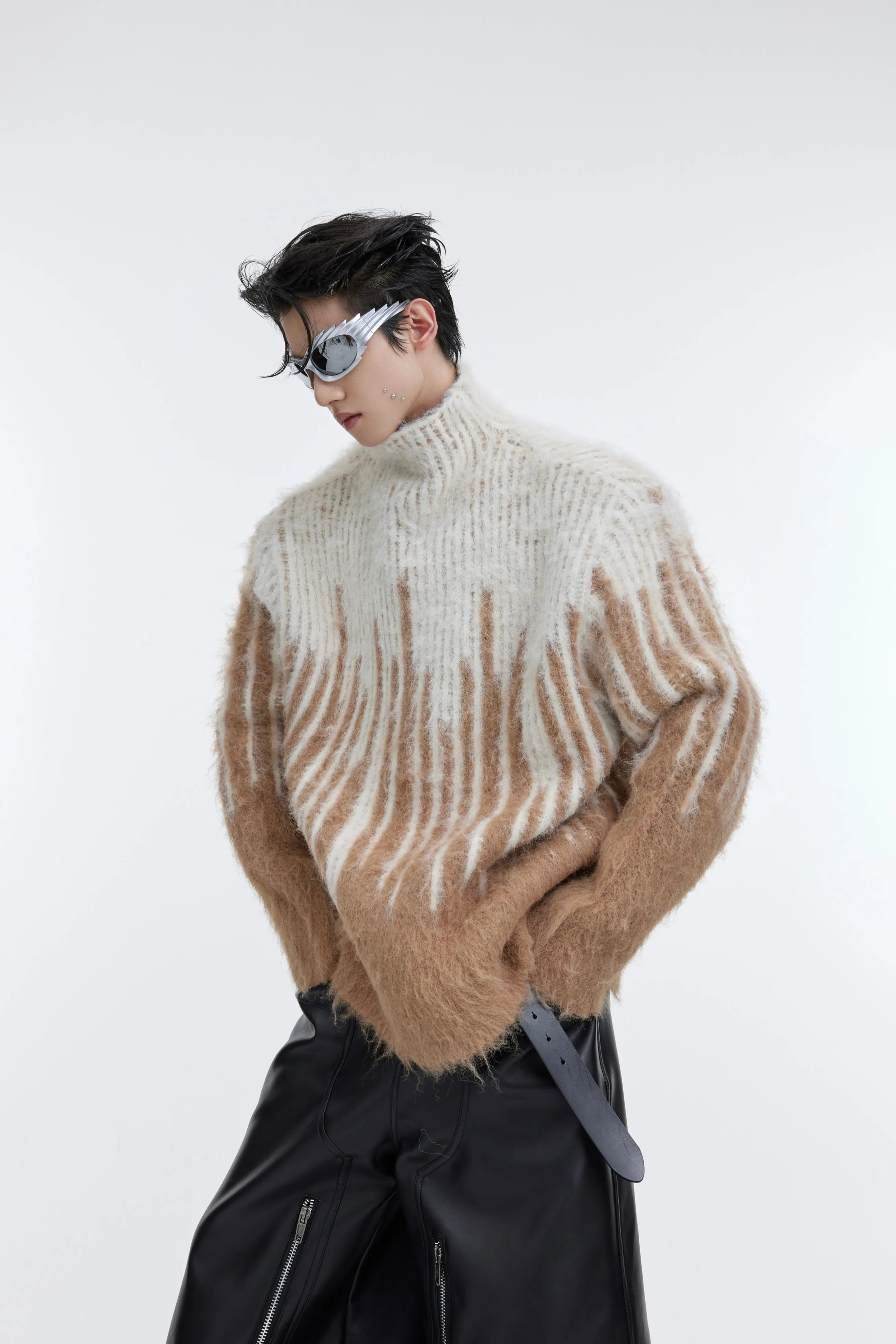 【23s October.】Contrasting Color Mohair Turtleneck Sweater