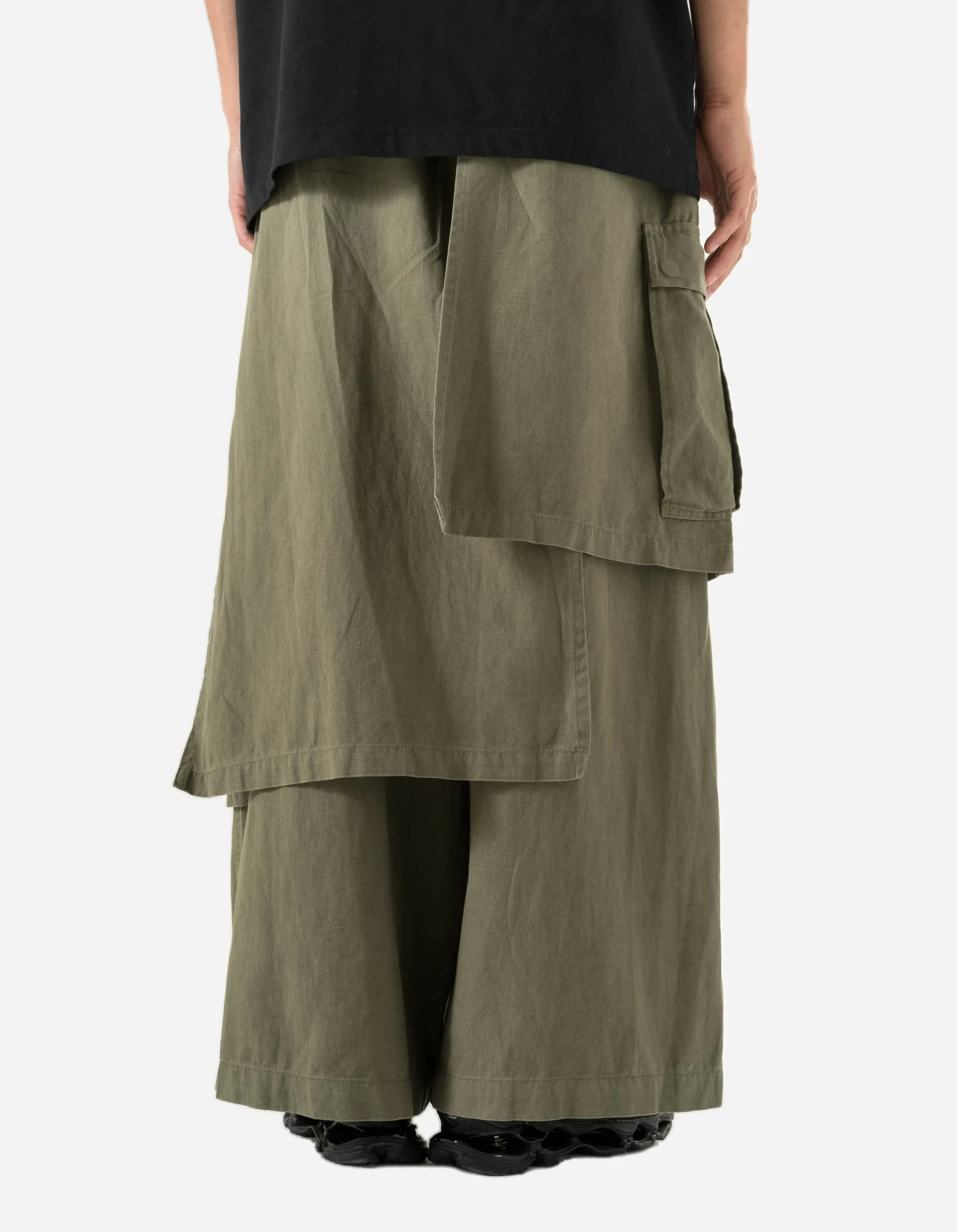 4588 Asym Cargo Hakama Pants Olive OG-107F