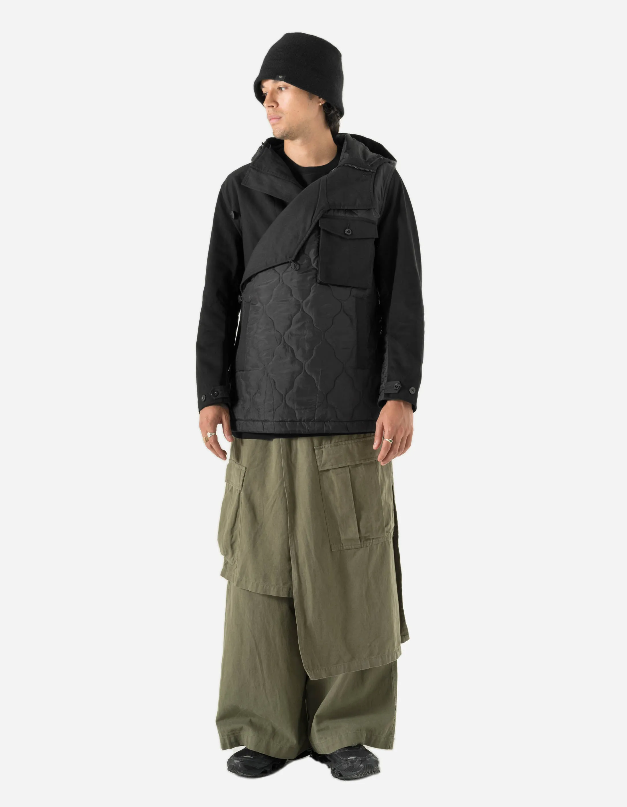 4588 Asym Cargo Hakama Pants Olive OG-107F