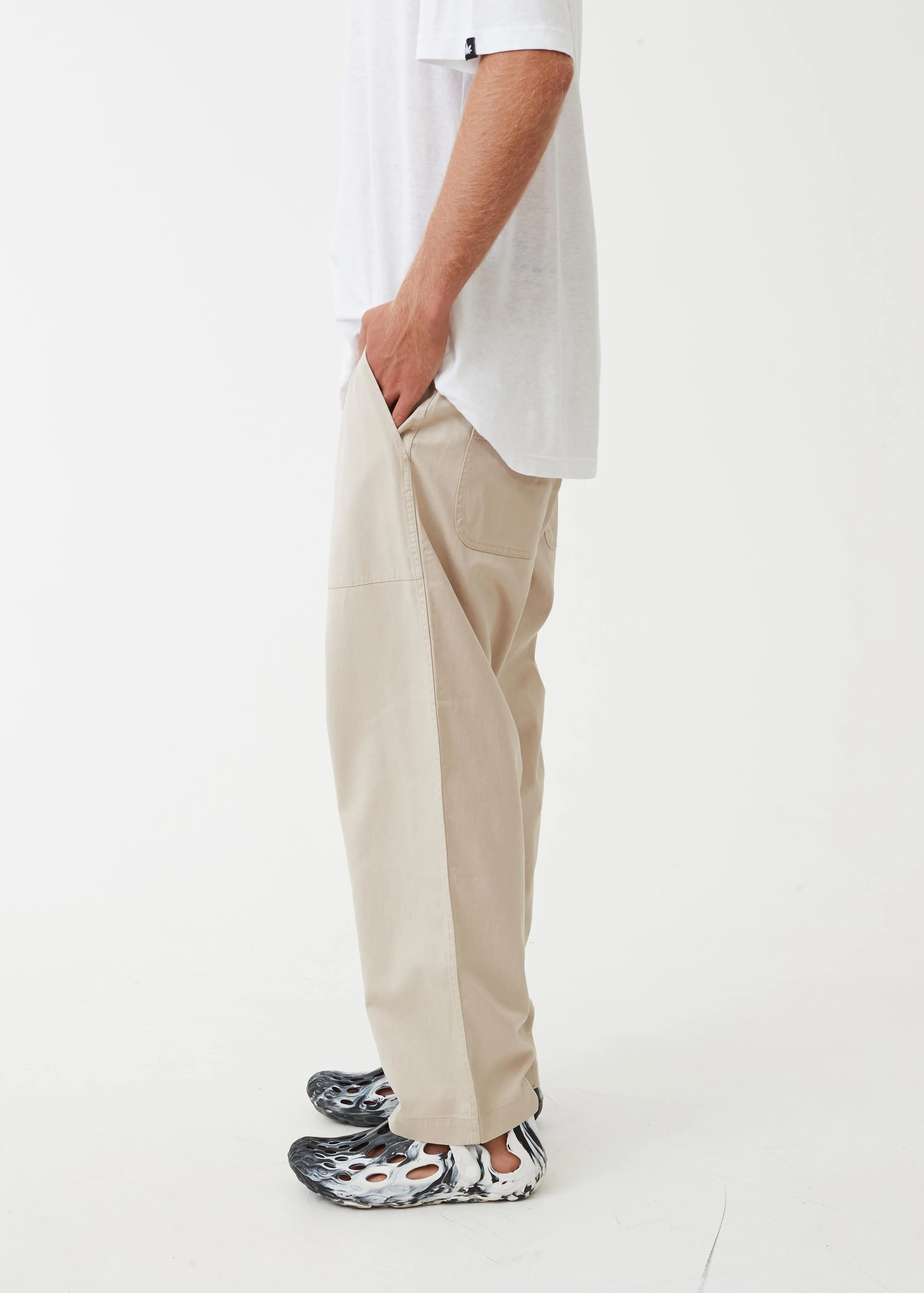 AFENDS Mens Chess Club - Relaxed Pants - Cement