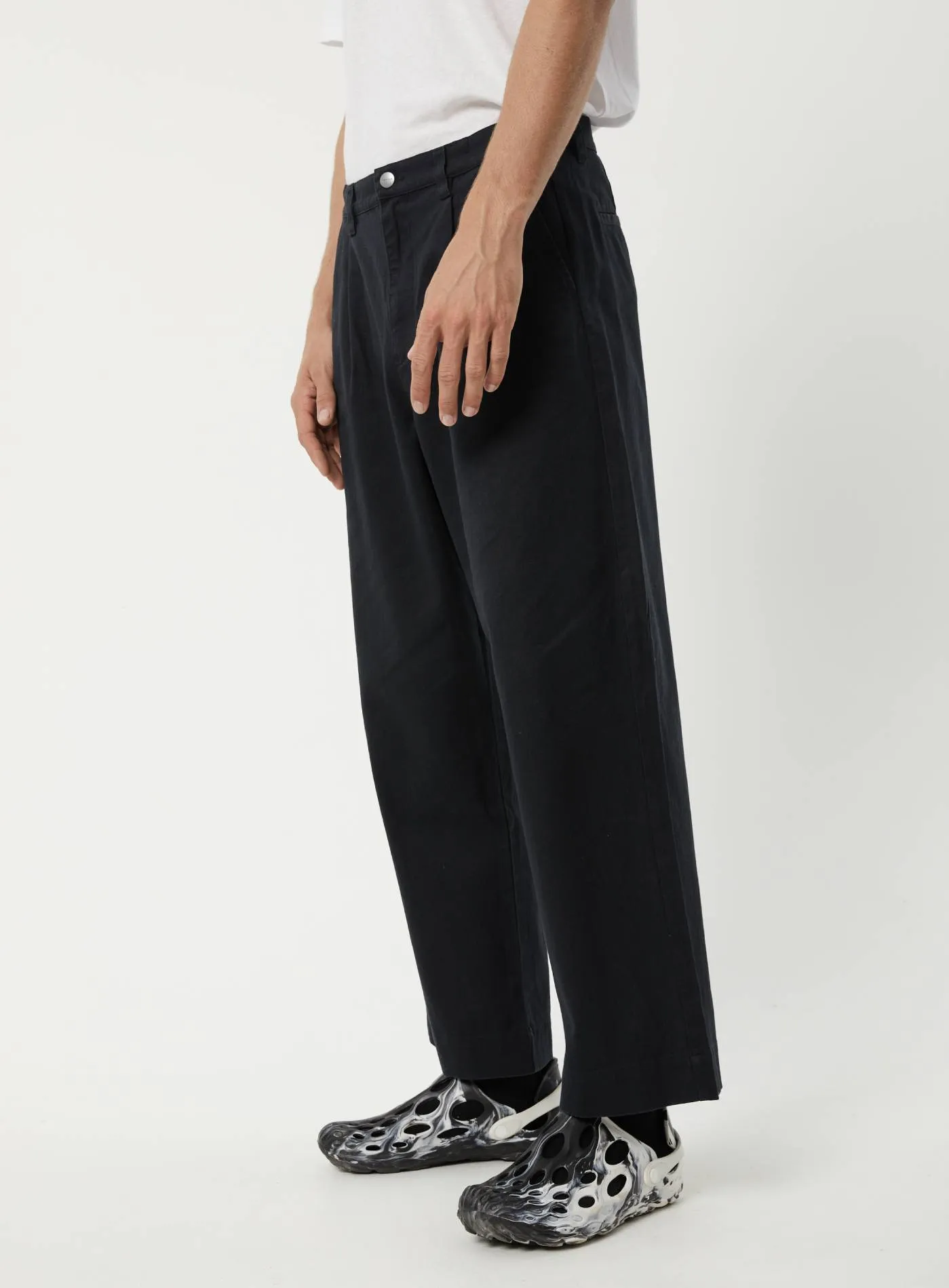 Afends Mens Fat Cat - Hemp Wide Leg Suit Pants - Black