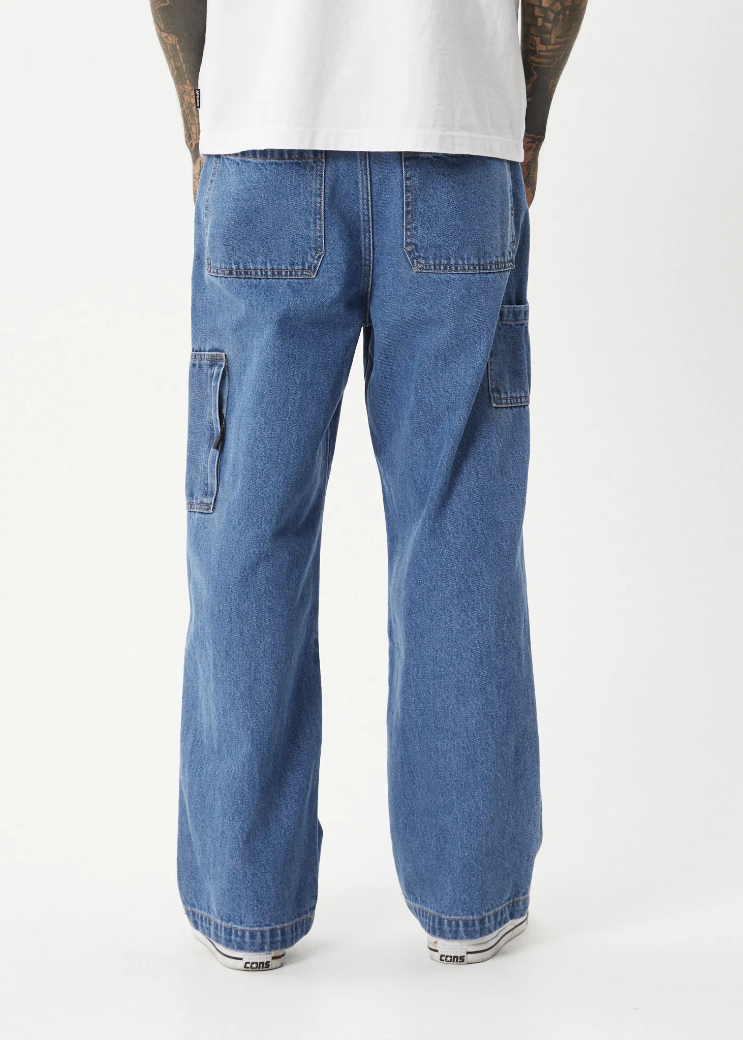 AFENDS Mens Richmond - Denim Workwear Jean - Worn Blue