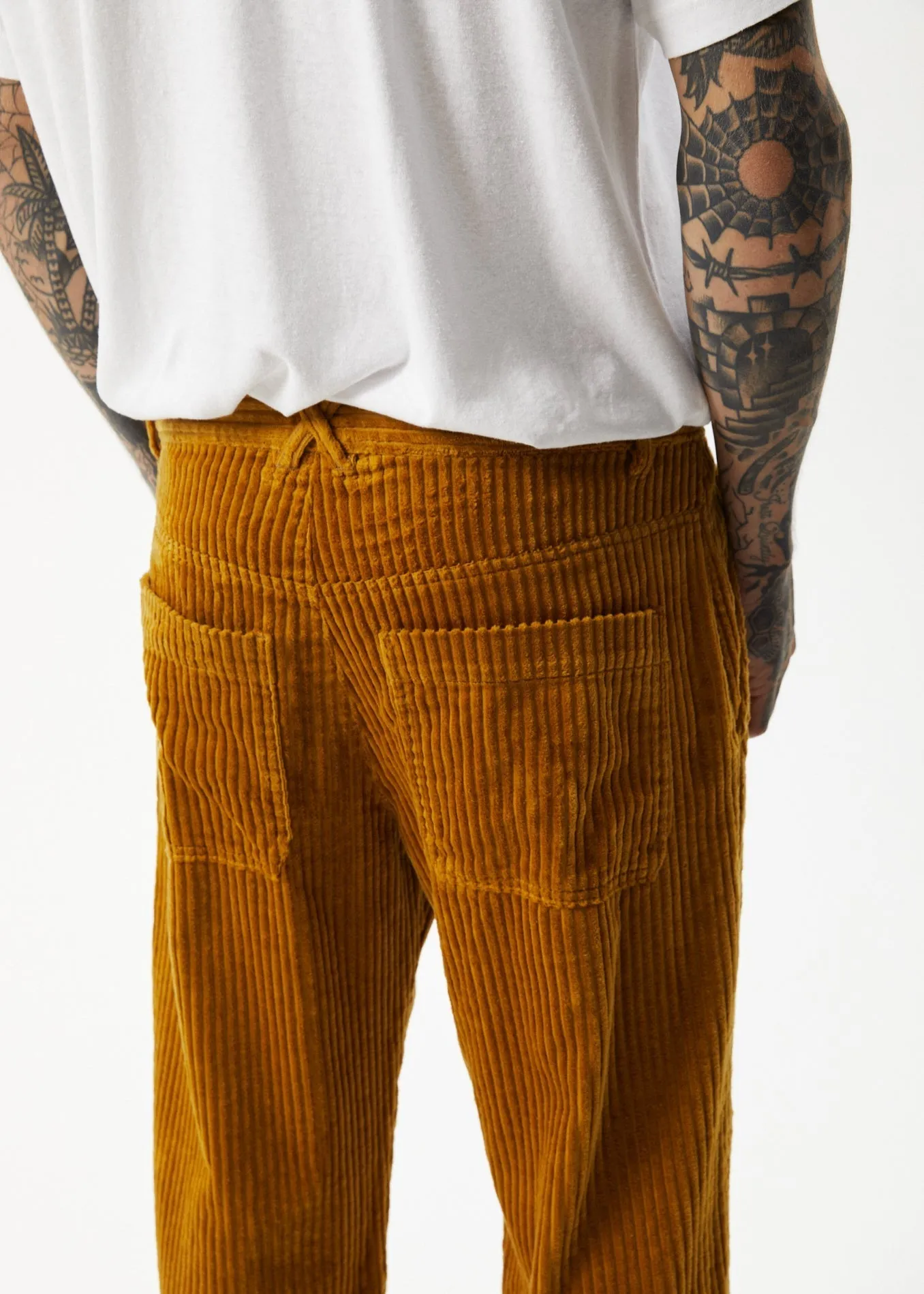 AFENDS Mens Waterfall Ninety Twos - Corduroy Relaxed Pants - Mustard