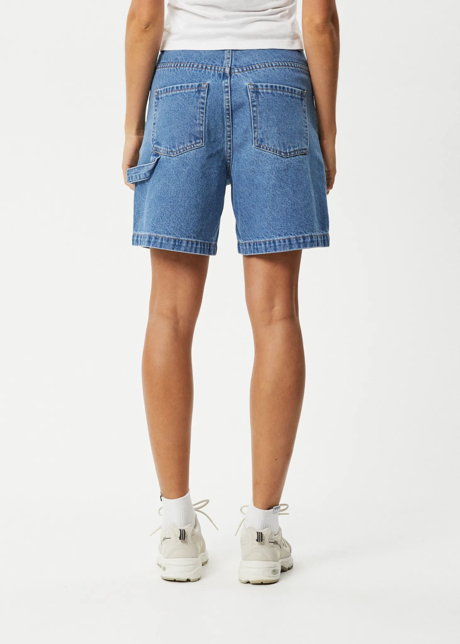 AFENDS Womens Emilie - Denim Workwear Short - Worn Blue