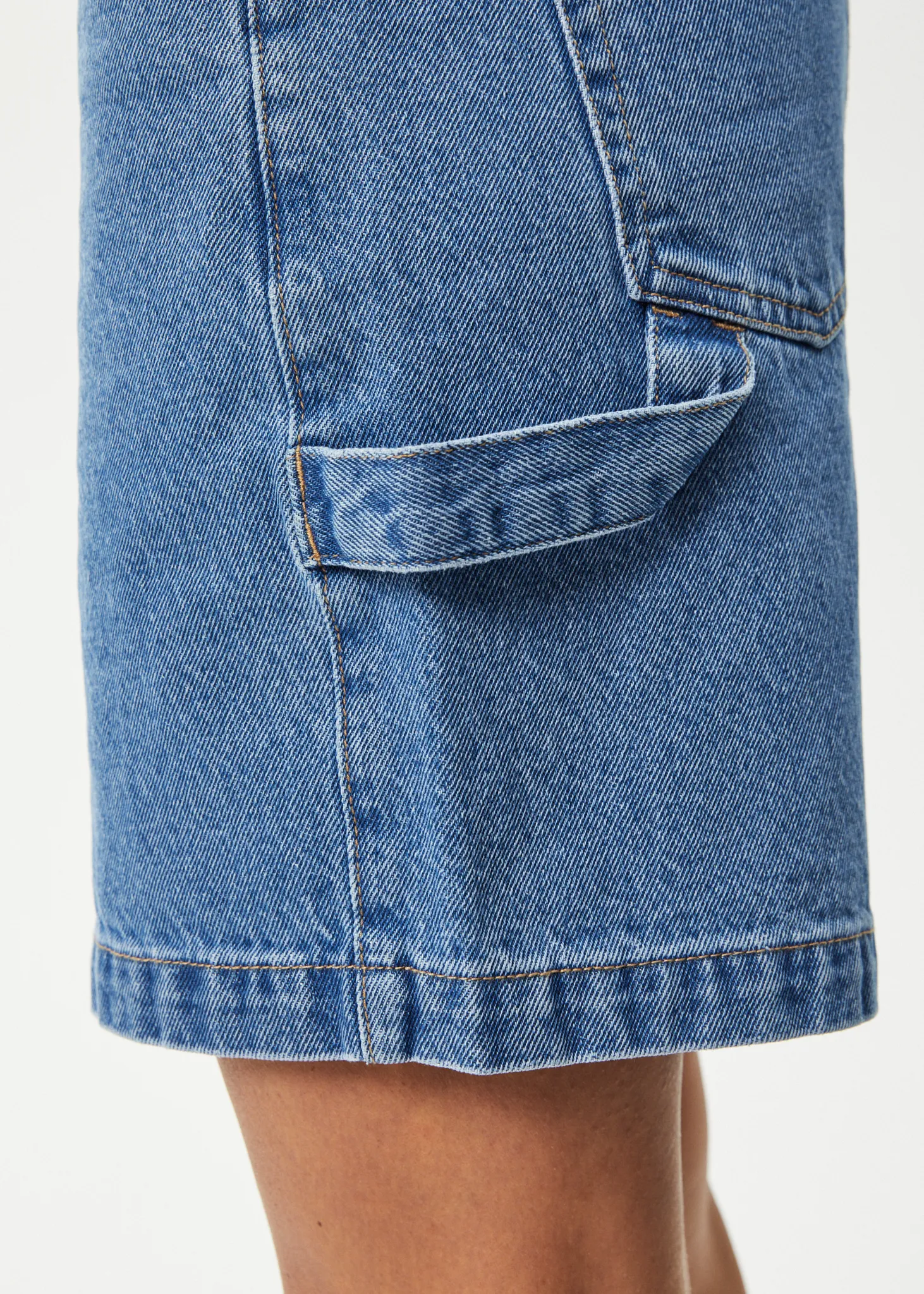 AFENDS Womens Emilie - Denim Workwear Short - Worn Blue