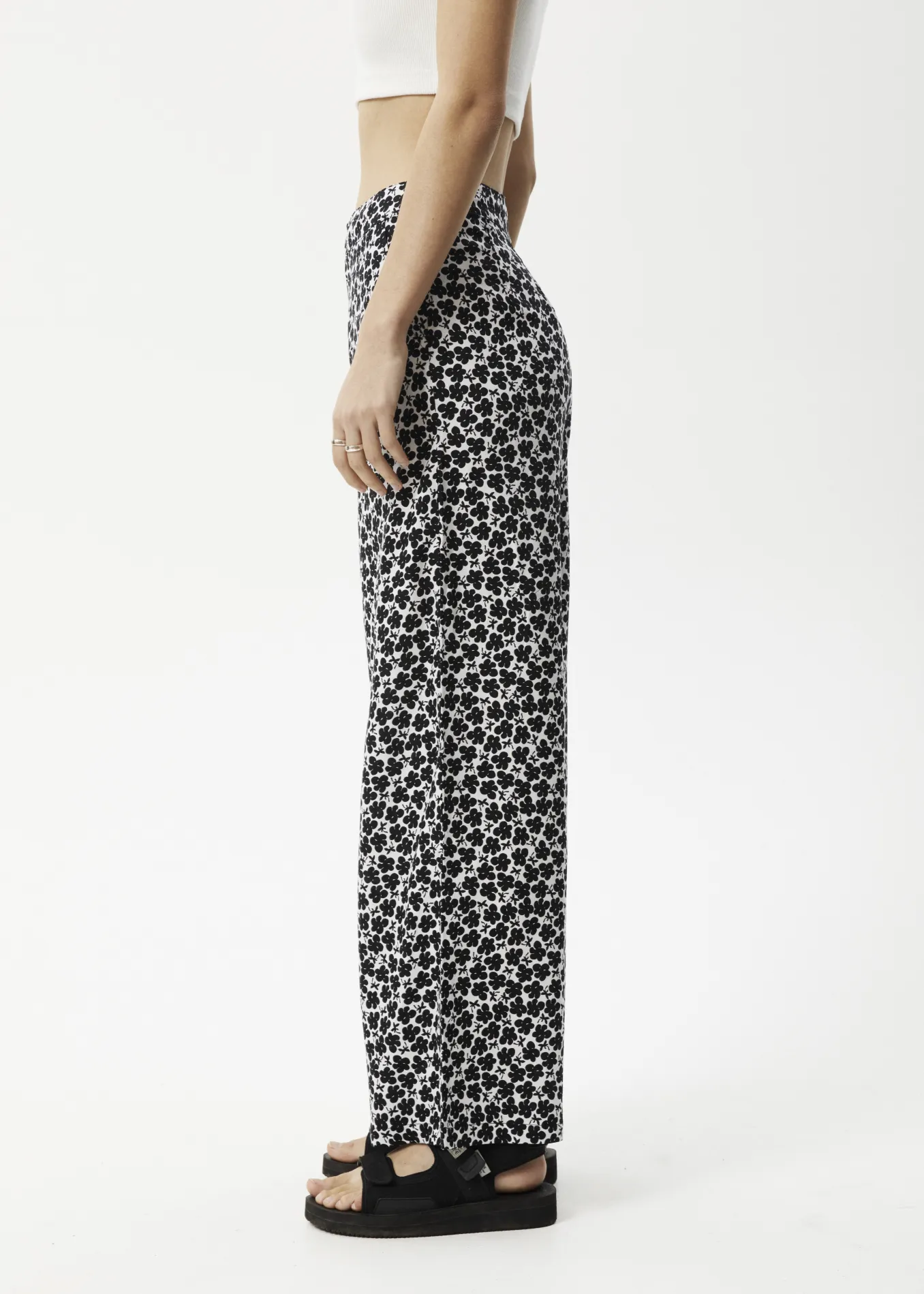 AFENDS Womens Madeline Sienna - Wide Leg Pants - Black Floral