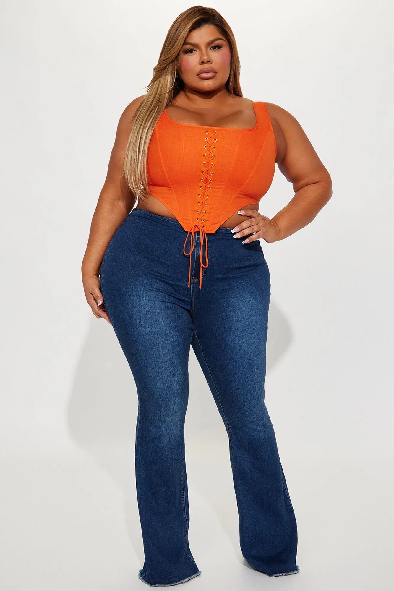 Azriel Linen Corset Top - Orange