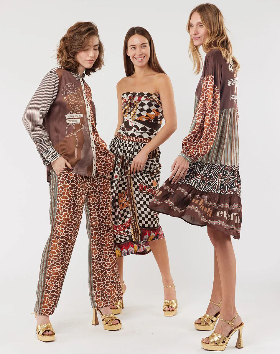 Bailey Straight Leg Chocolate Printed Pants