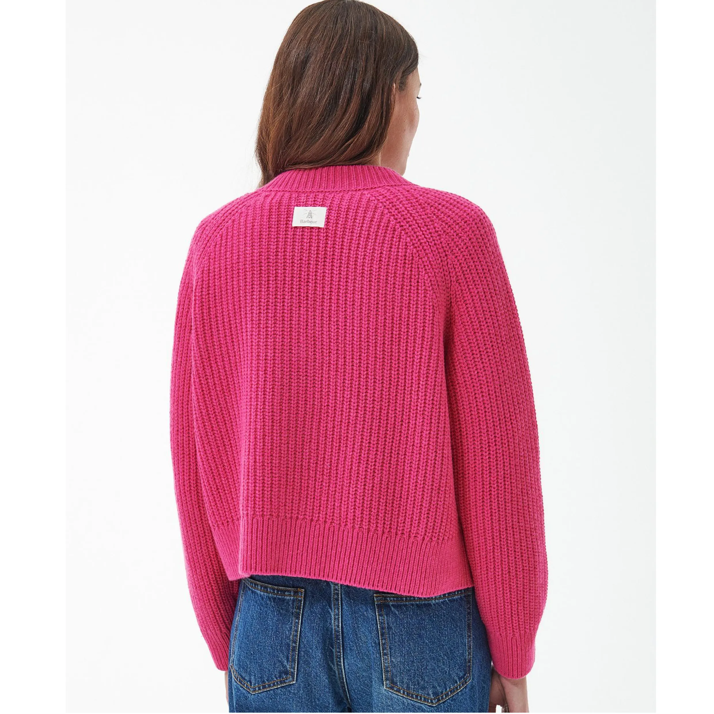 Barbour Bracken Cardigan In Pink Dahlia LKN1435