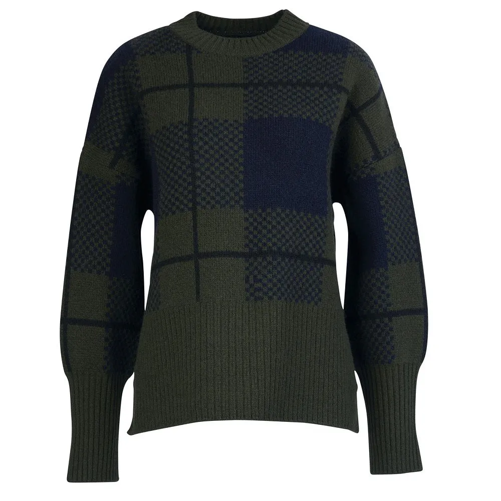 Barbour Gloria Knitted Jumper Classic Black/Sage Tartan