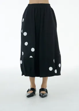 Black Elastic Waist Cotton Wide Leg Pants LY1176