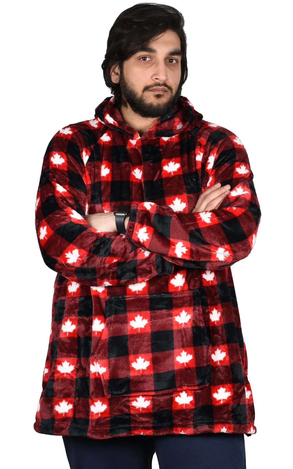 Blanket Oversized Hoodie Red - Leaf - Thin