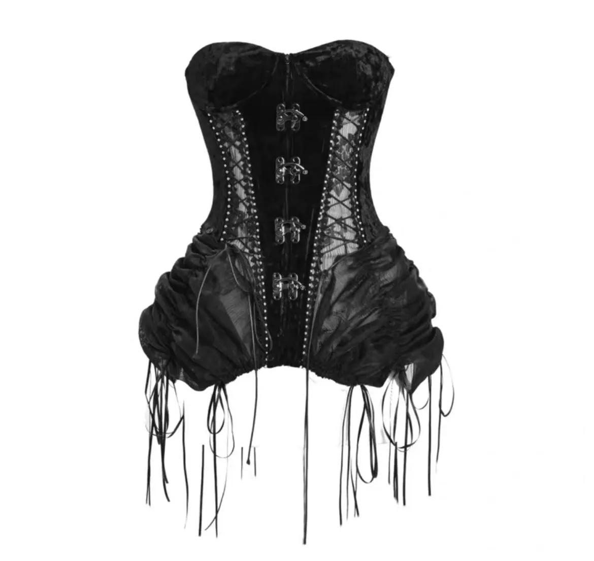 [Blood Supply]Alice Dark Gothic Corset and Lace-up Set (Black)