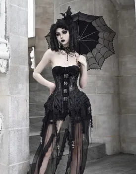 [Blood Supply]Alice Dark Gothic Corset and Lace-up Set (Black)