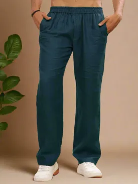 Breeze- Linen Casual Elastic Pants -  Deep Sea Blue