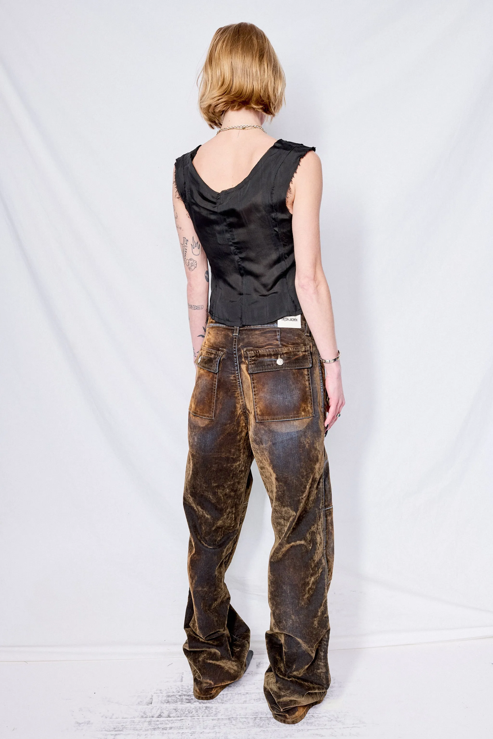 Brown Palerma Velvet Denim Pants