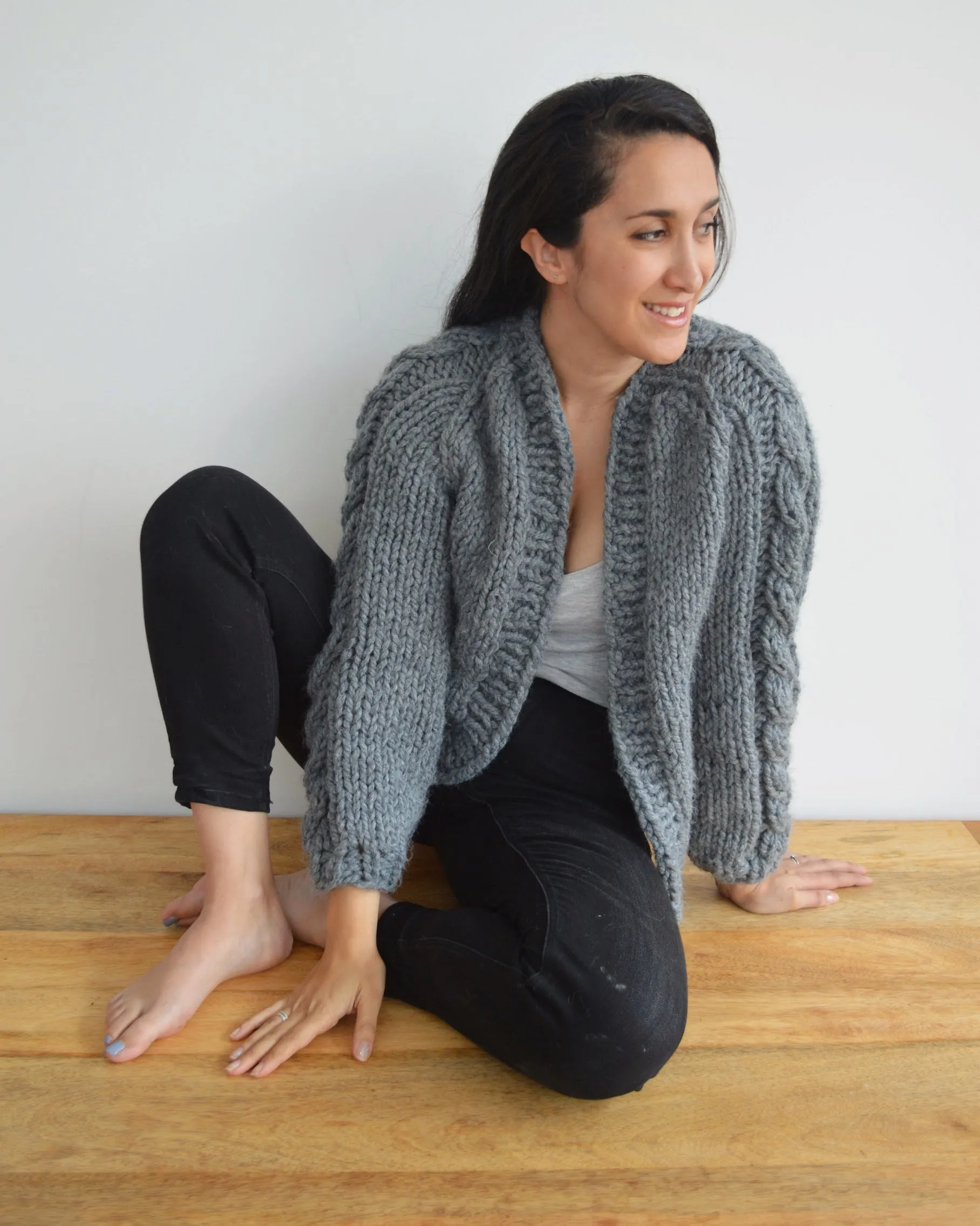 Cable Sleeved Cardi - Downloadable Chunky Knitting Pattern