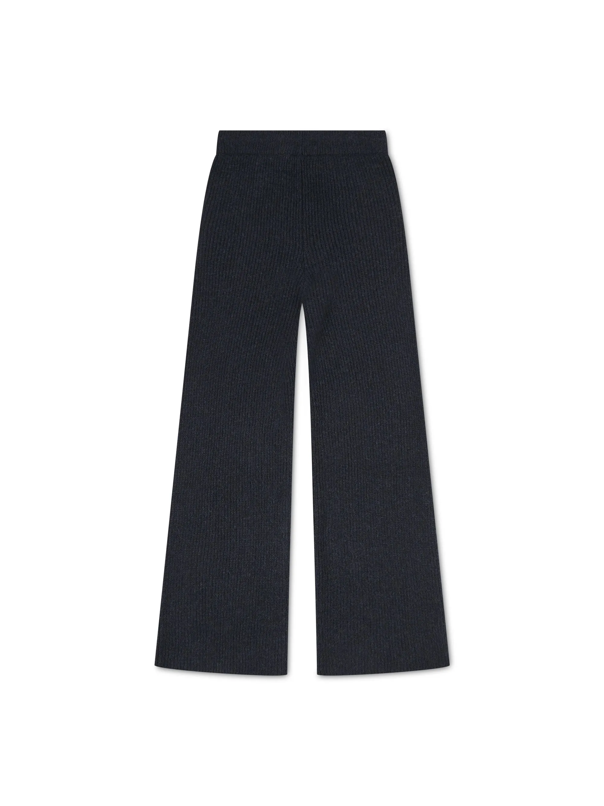 'CAMILLE' RIBBED DETAIL KNITTED WIDE LEG TROUSERS NAVY