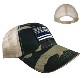 Camo Trucker's Hat - Thin Blue Line American Flag