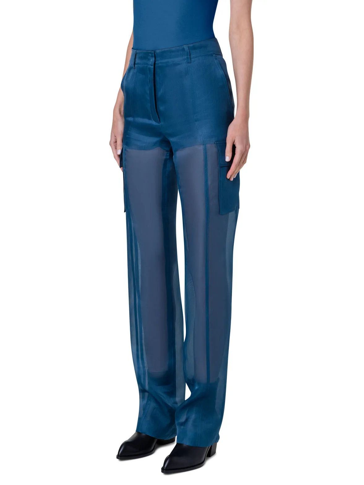 Cargo Pants in Semi-Sheer Silk