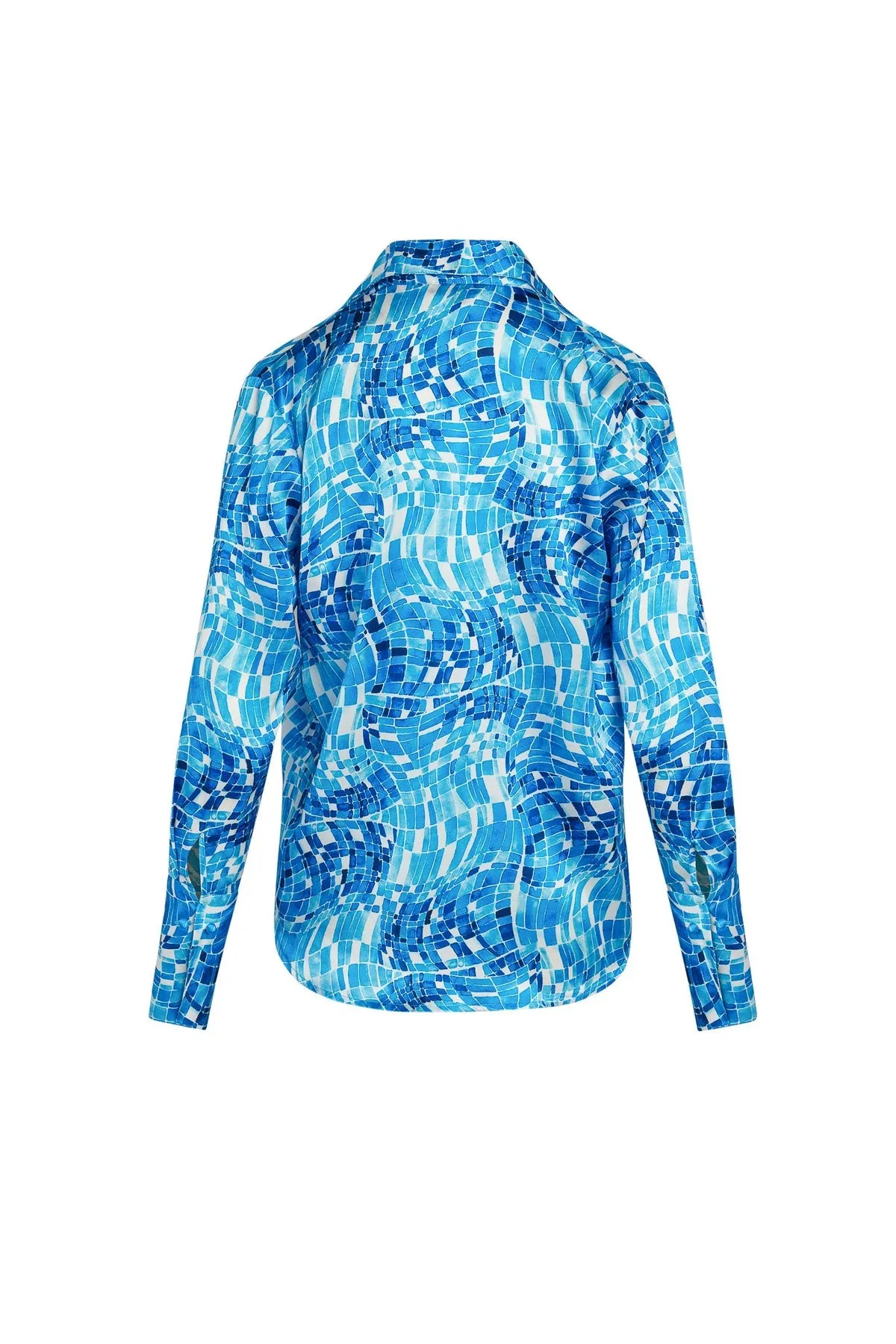 Catherine Gee Daria French Cuff Silk Blouse | Pool Mosaic