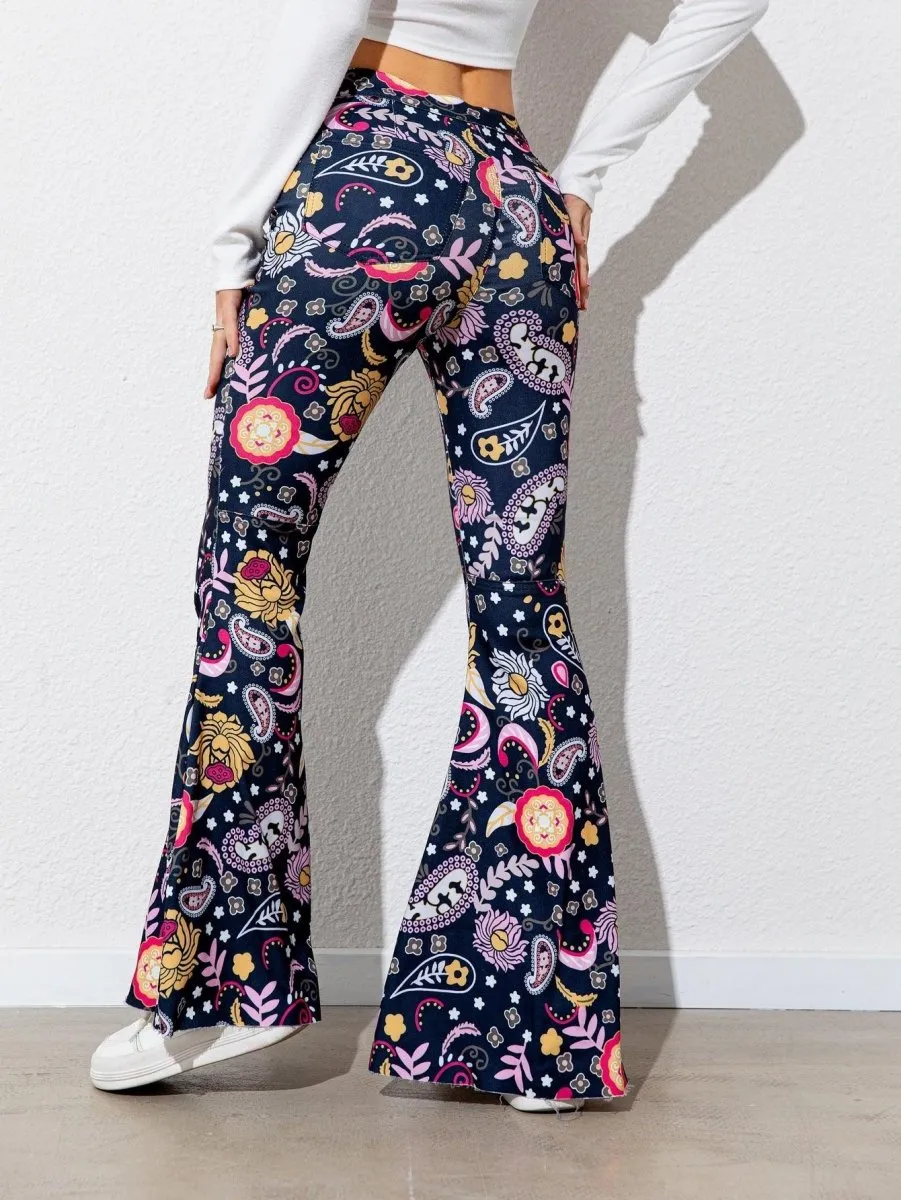 Chic High Waist Flare Leg Pants