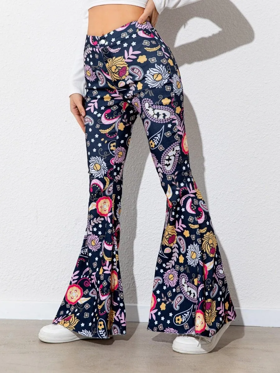 Chic High Waist Flare Leg Pants