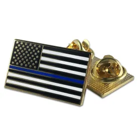 Classic Thin Blue Line American Flag Pin · Double Clutch Backing