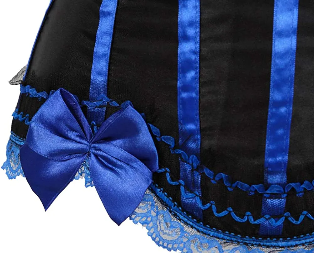 Cosplay Bowknot Hourglass Satin Lace Trim Overbust Corset