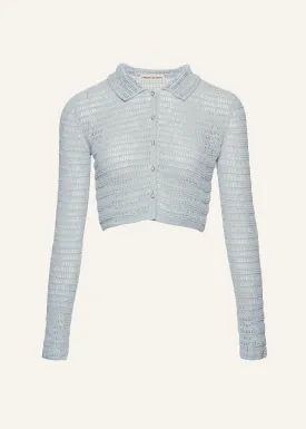 Cropped crochet jacket in light blue