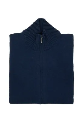 Drumohr Navy Full Zip Cashmere Cardigan