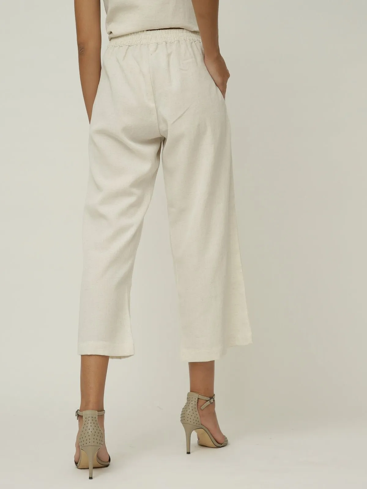 Elegant Wrap Collar Top with Wide Leg Pants Co-ord Set