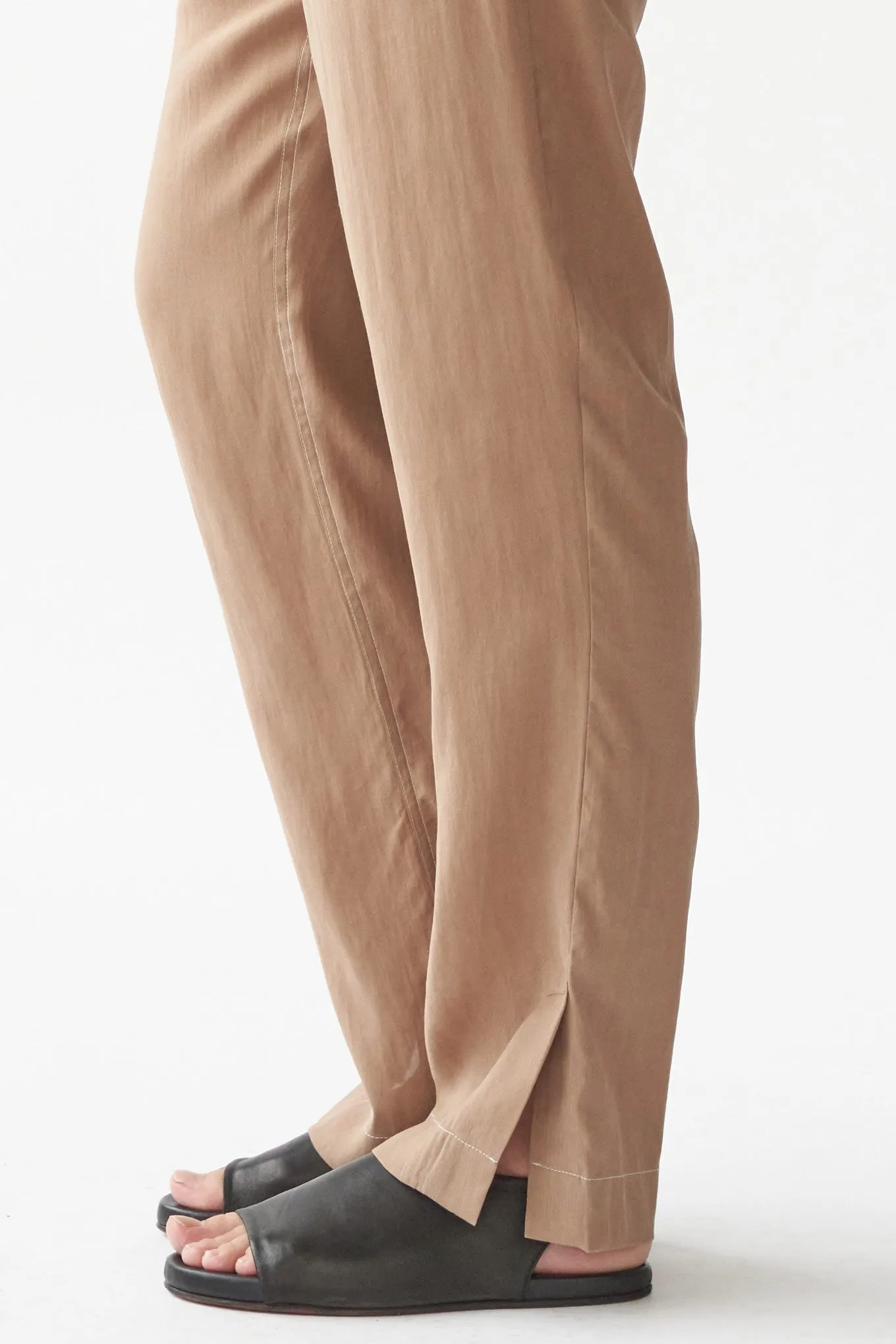 ELI SLIT PANTS - TOBACCO - RECYCLED SILK/TENCEL