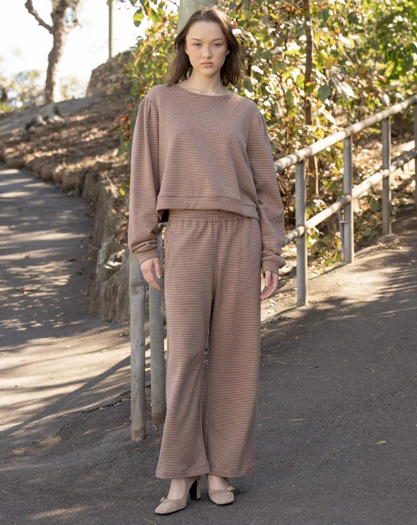 Fleece Lounge Pant - Oak Stripe