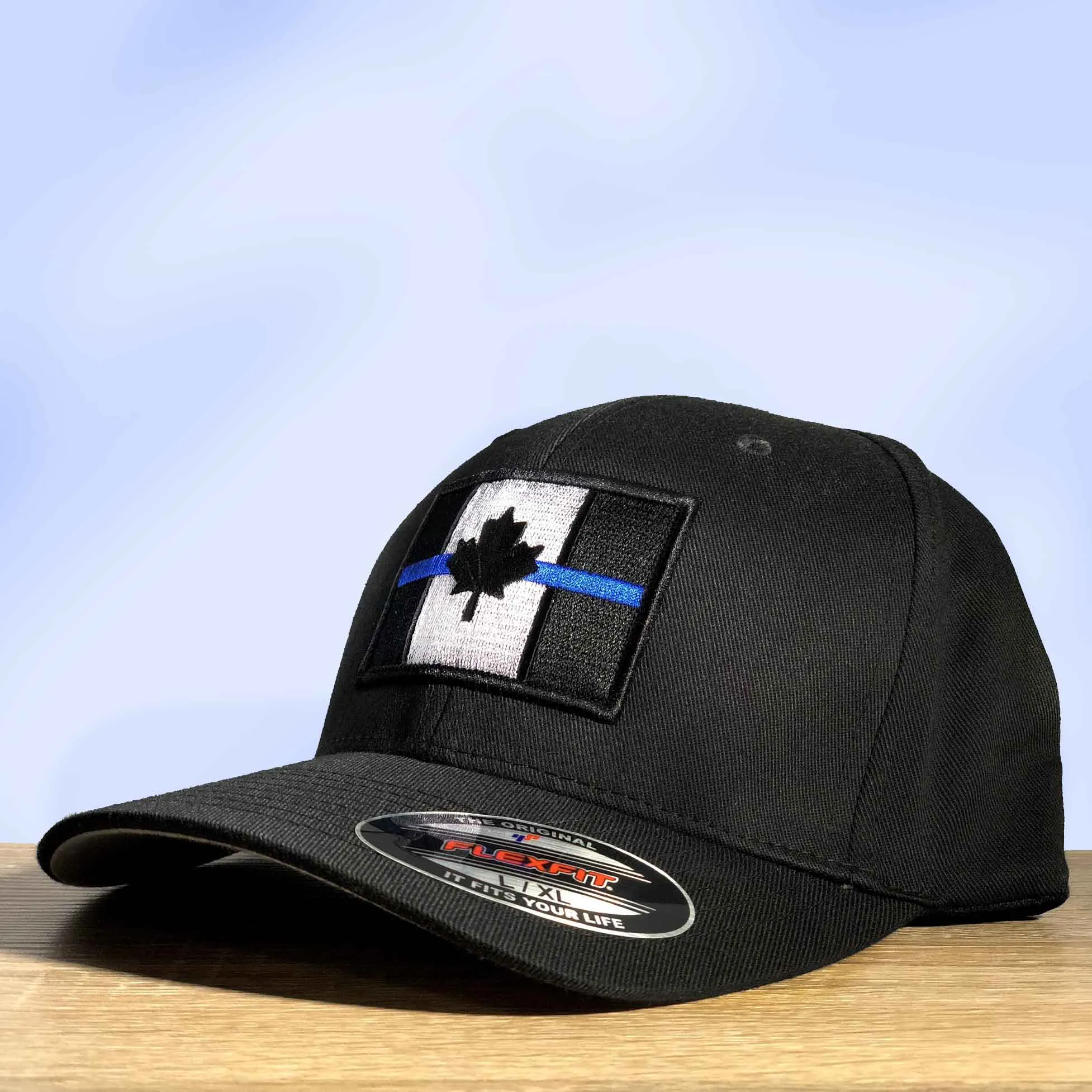 FlexFit Canada Thin Blue Line Flag Hat, Black