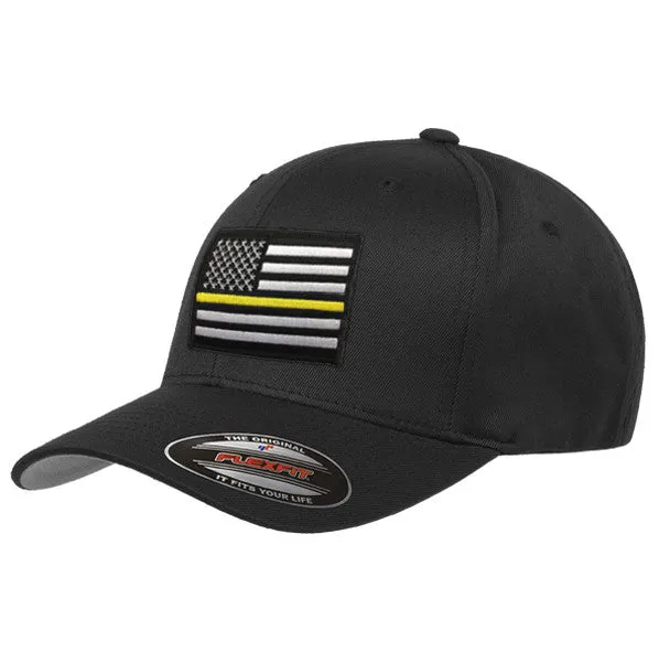 FlexFit Thin Gold Line American Flag Hat, Black