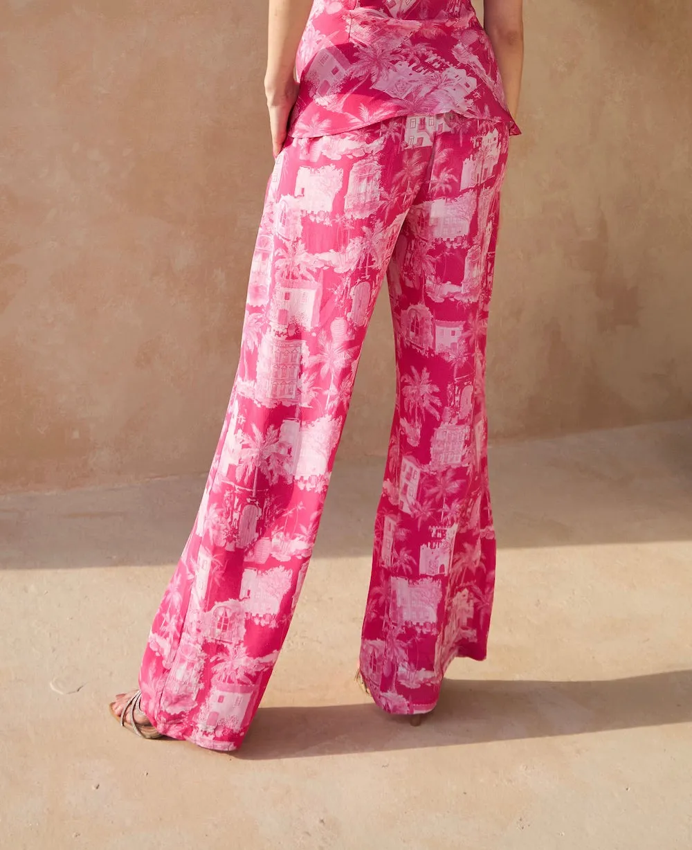 Fucsia Play Larch Wide Leg Silk Pants