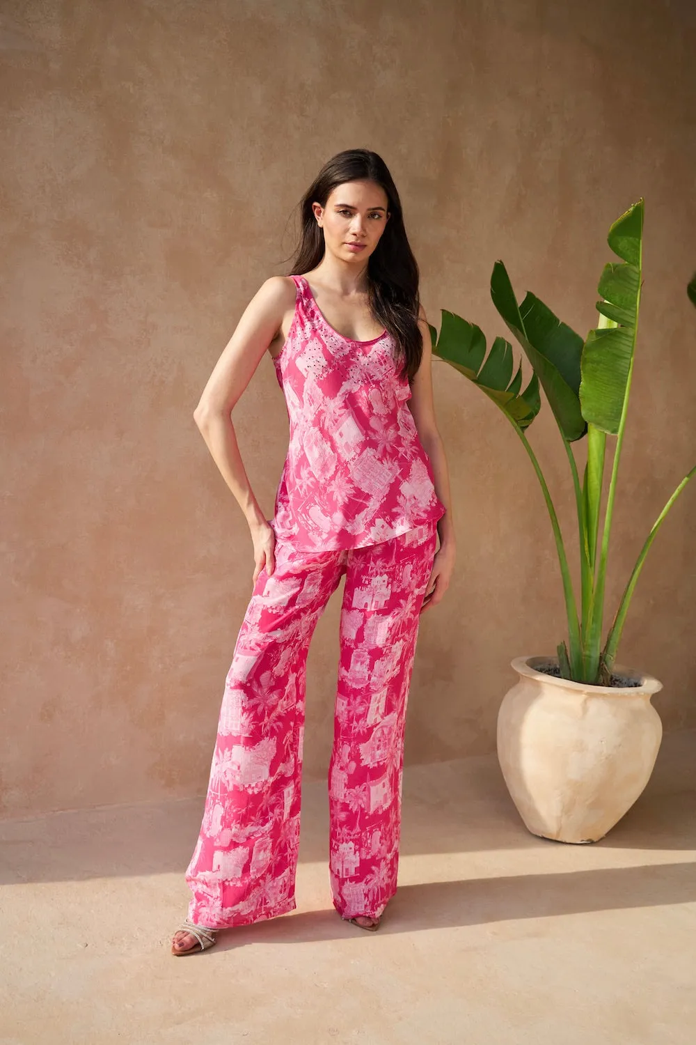 Fucsia Play Larch Wide Leg Silk Pants