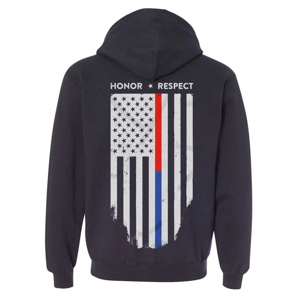 Full Zip - Honor/Respect Dual Line American Flag - Unisex