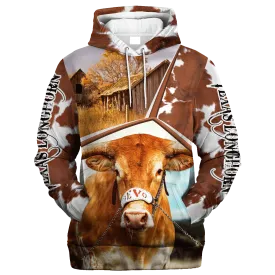 Funny Texas Longhorn Farm In The Fall Hoodie, Texas Longhorn Hoodie 3D All Over Print Men Women