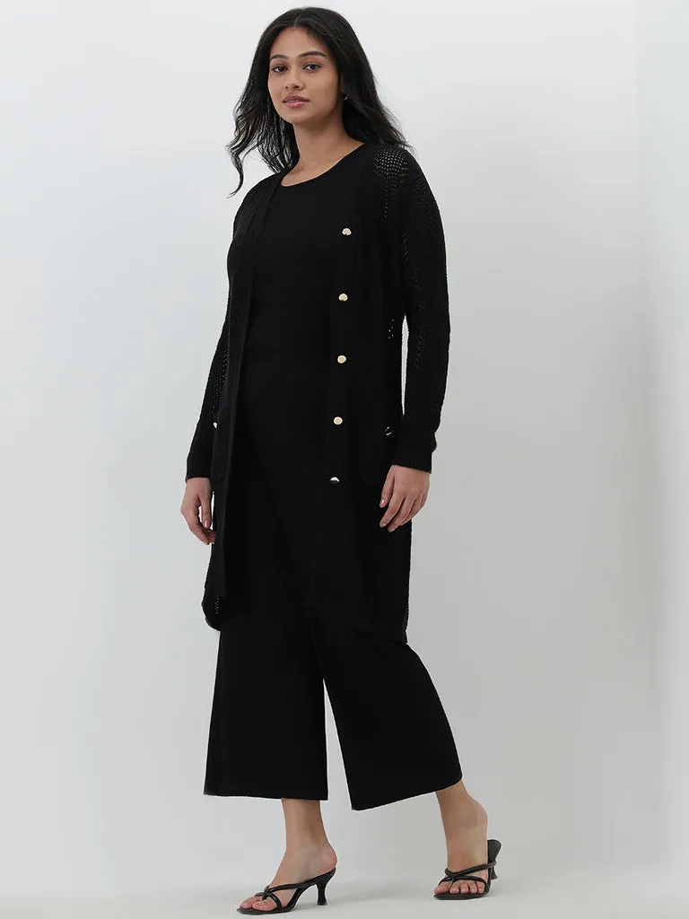 Gia Black Knitted Cotton Cardigan