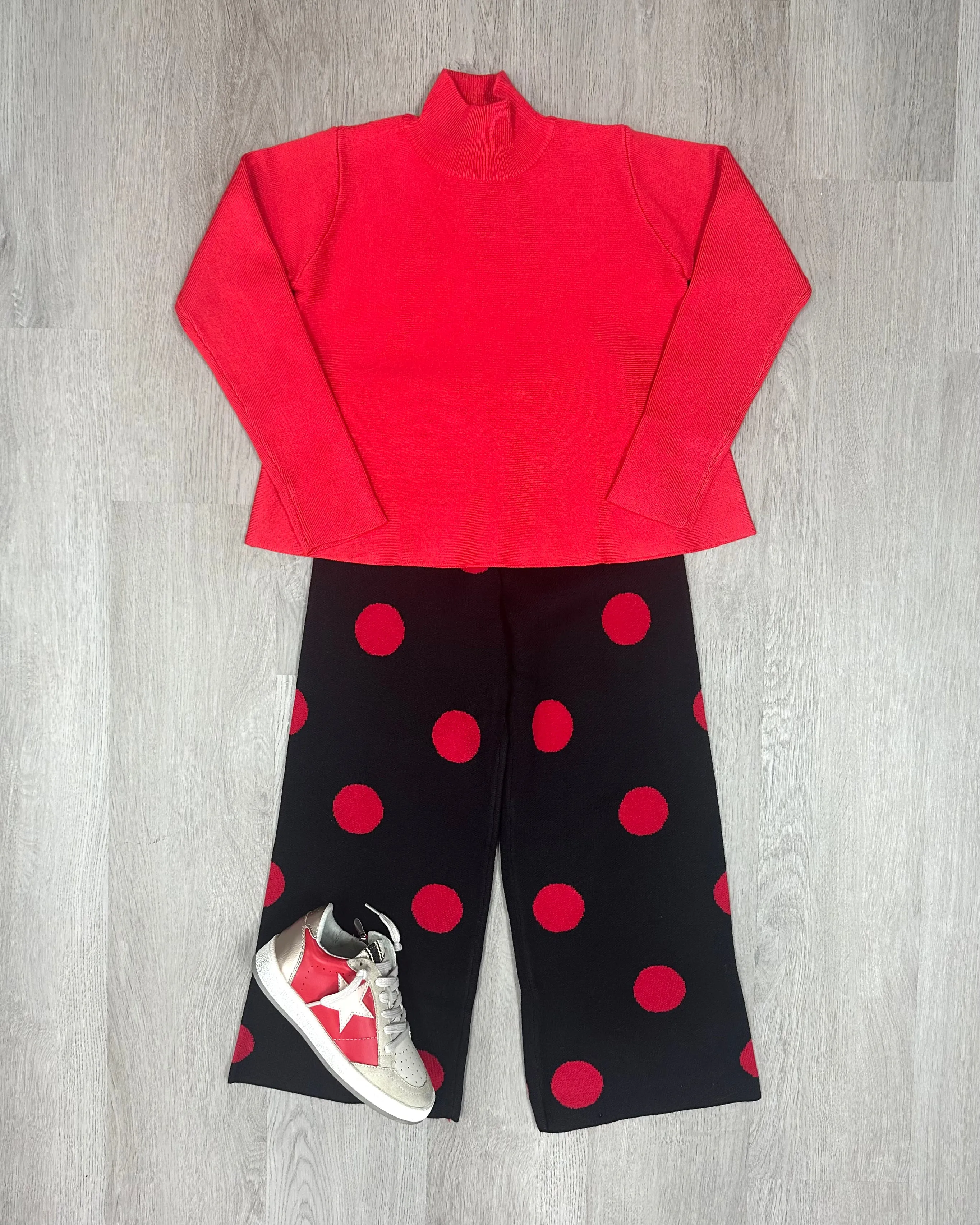 Girl's Red Polka Dot Knit Pants