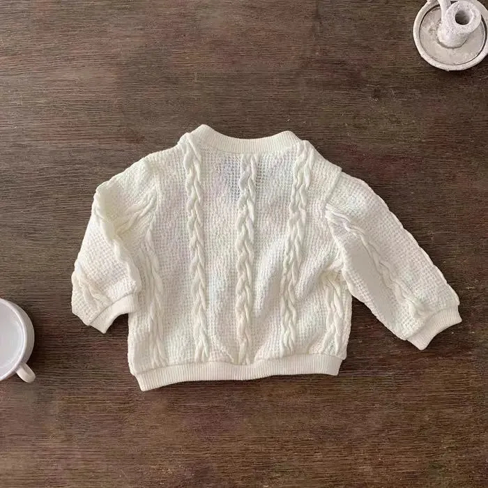 Girls' Solid Knitted V-Neck Cardigan