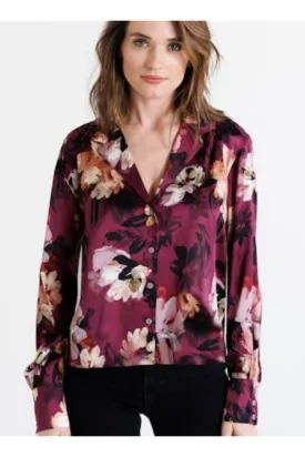 Go Silk Go Top Notch Printed Blouse T1692-ACFL | Au Courant Fl