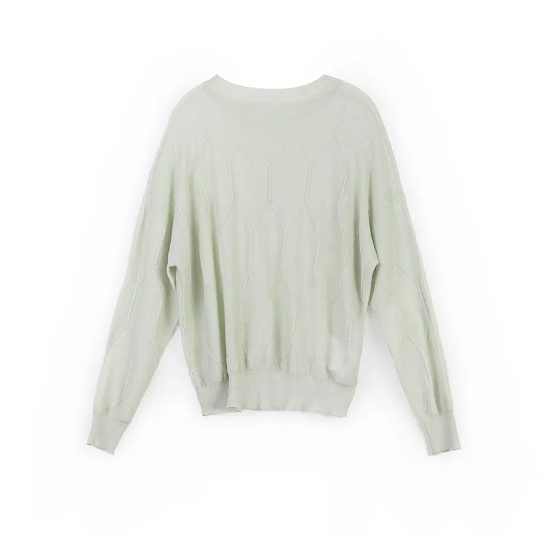 Green Long Sleeve Crew Neck Knitted Sweater