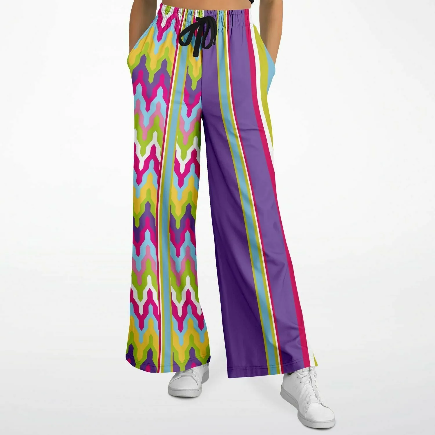 Groovy Purple Calypso Stripe Eco-Poly Wide Leg Pants