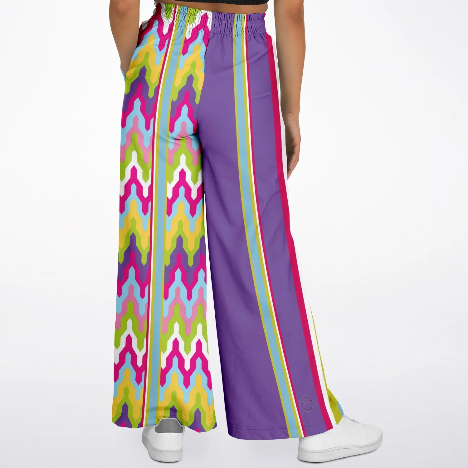 Groovy Purple Calypso Stripe Eco-Poly Wide Leg Pants