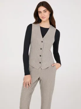 Herringbone Button-Front Vest