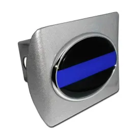 Hitch Cover - Classic Thin Blue Line Flag, Chrome, Oval