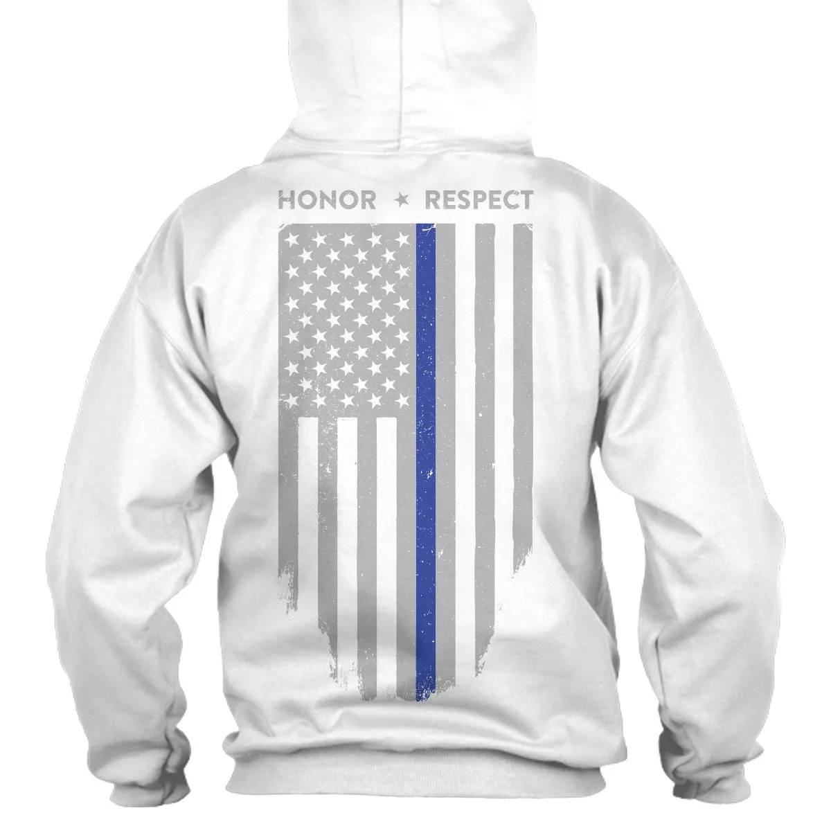 Hoodie - Thin Blue Line American Flag HONOR & RESPECT